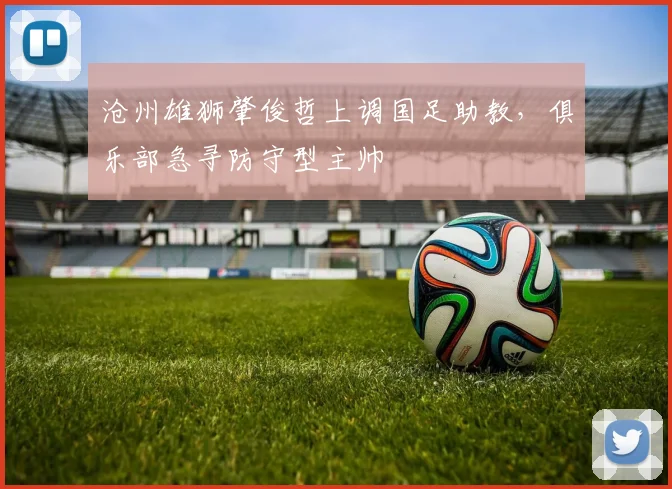 沧州雄狮肇俊哲上调国足助教,俱乐部急寻防守型主帅